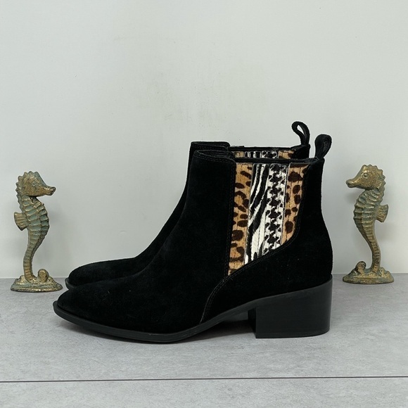 Crown Vintage Shoes - Crown Vintage Tolana 2 Chelsea Ankle Boots Women's Size 9M, Black Suede/Cow Hair